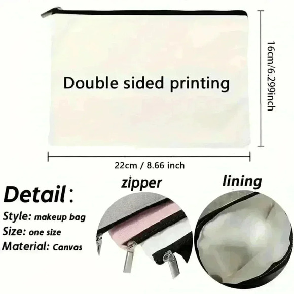 Canvas Makeup Bag - Picture 3 of 3